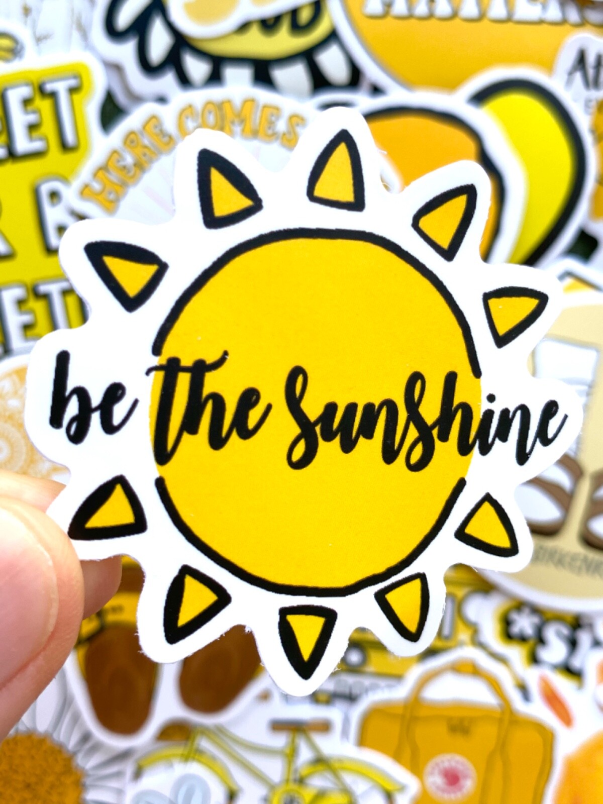 5-50 pcs Yellow Kawaii Cute Stickers, Sun Flower Bee Funny Quote Laptop Decals
