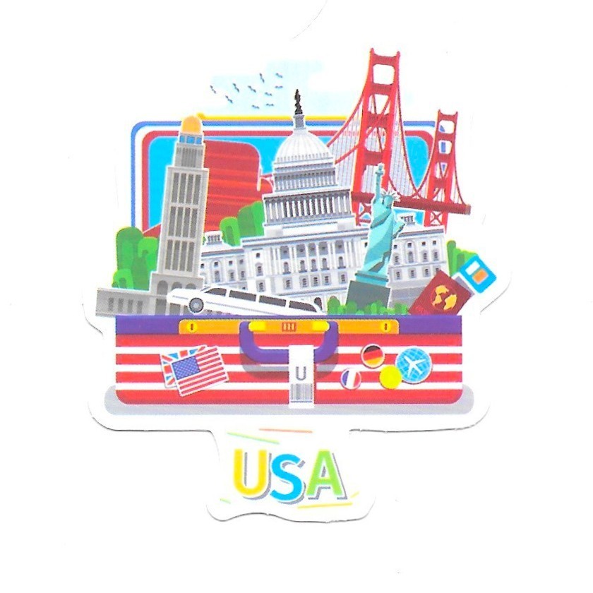USA Vinyl Sticker Travel Suitcase Landmarks Statue Of Liberty Capitol Art