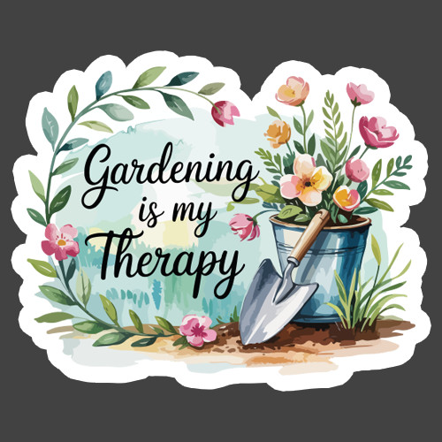 Gardening Sticker Vinyl Decal Gardening Is My Therapy Floral Gift