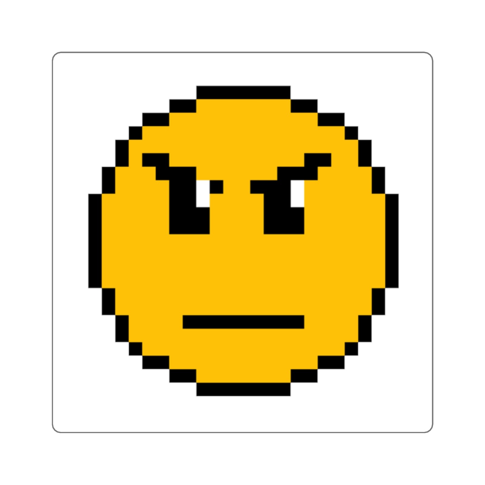 Square Stickers Cute Retro 8-Bit Very Upset Smiley Guy Emoji Graphic Design