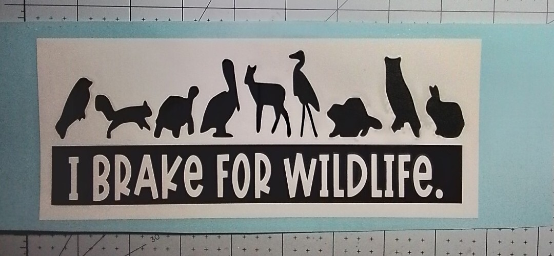 I Brake for Wildlife Bumper Sticker or Helmet Sticker Animal Rights 8×3 Inches!