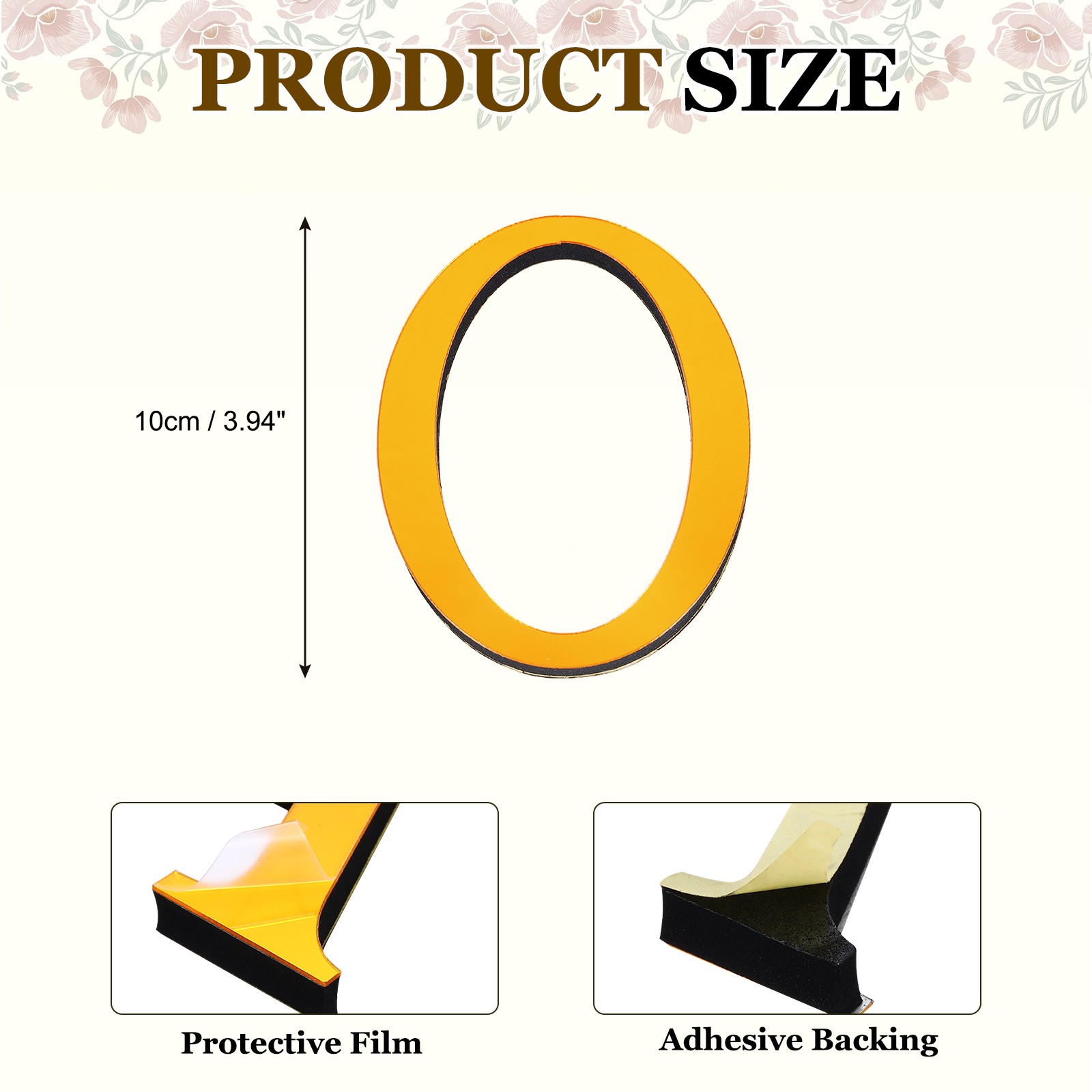 3.94 Inch 3D Acrylic Alphabet Mirror Wall Stickers Letter O Deep Gold