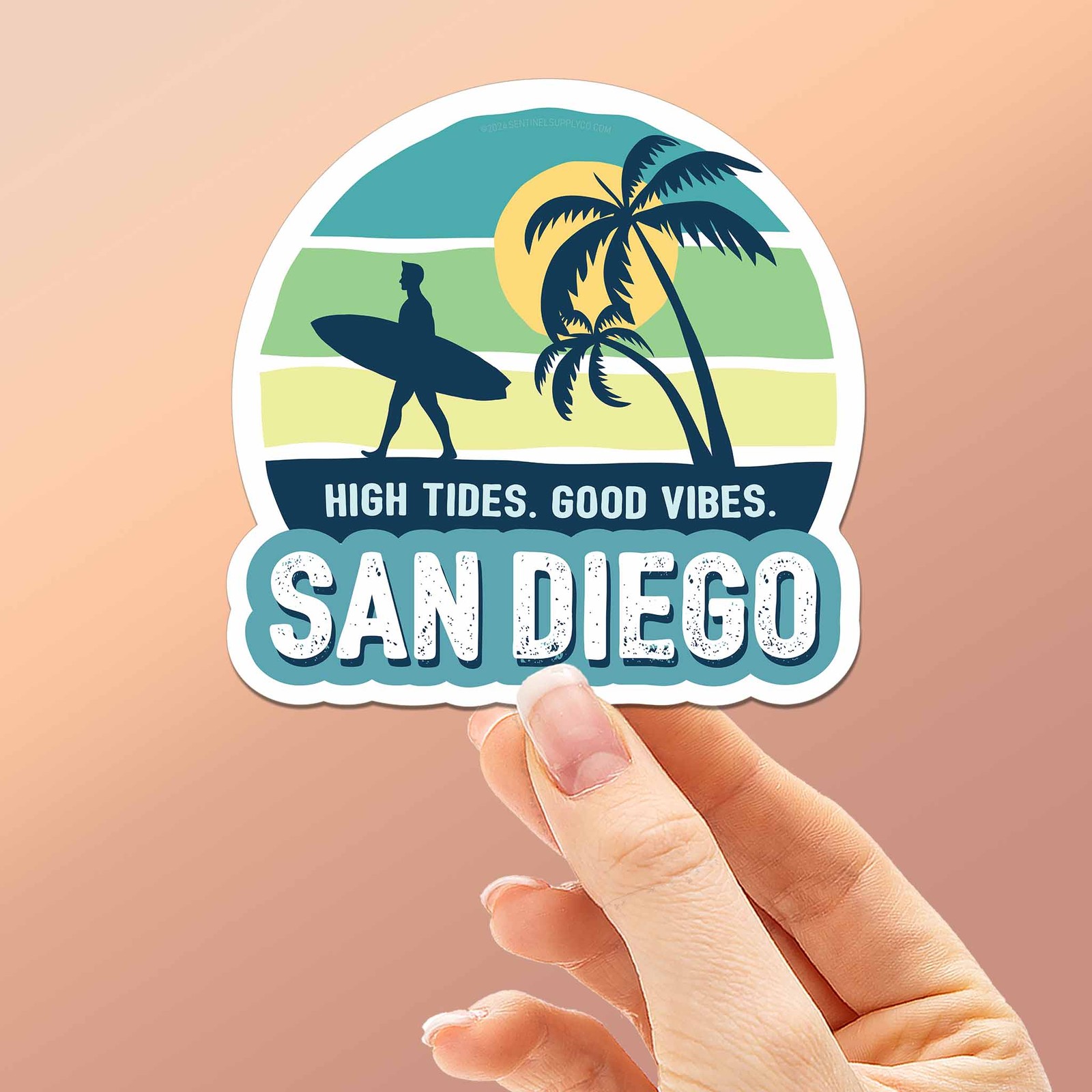 Surf San Diego Sticker – Southern California Decal for Water Bottle or Laptop