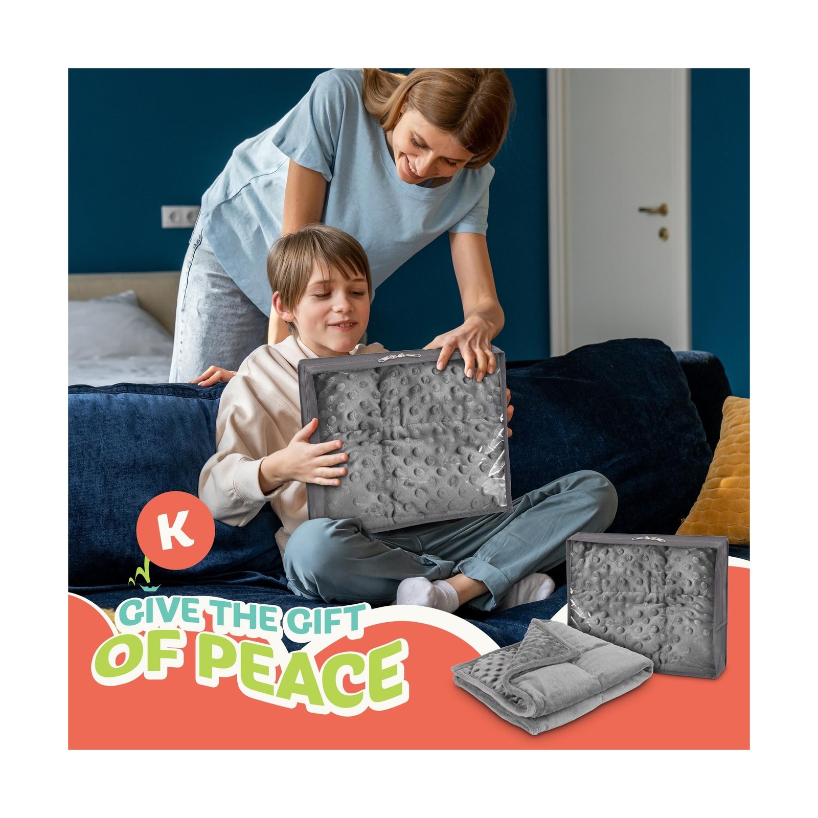 XL Weighted Blanket for Kids 5lb (Grey) 36×48 Inch, Plush Minky Kid… Fast Ship