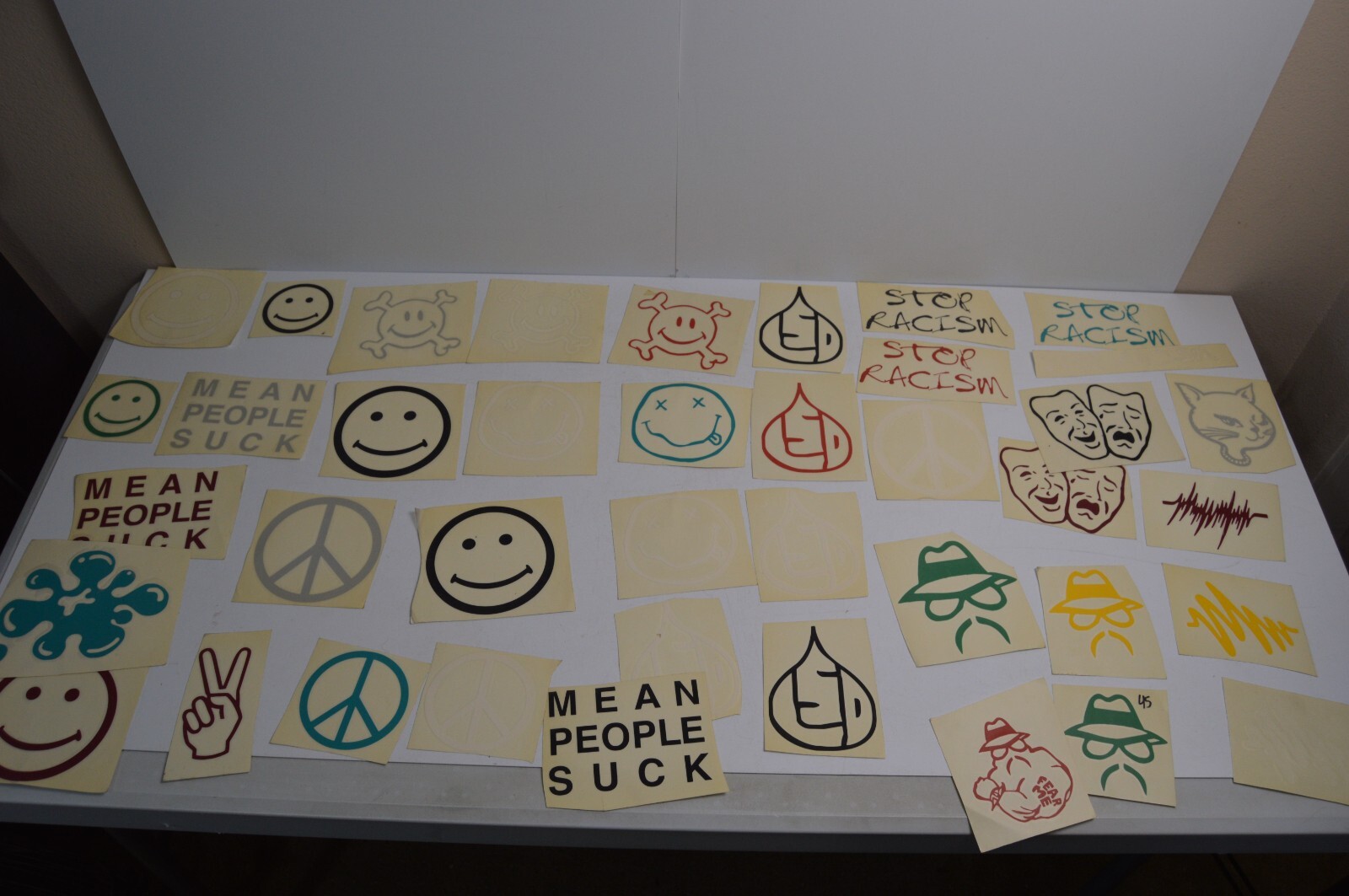 115+ Vintage Vinyl Decals Smiley Peace Stickers Lot 1990’s Carnival Collectibles