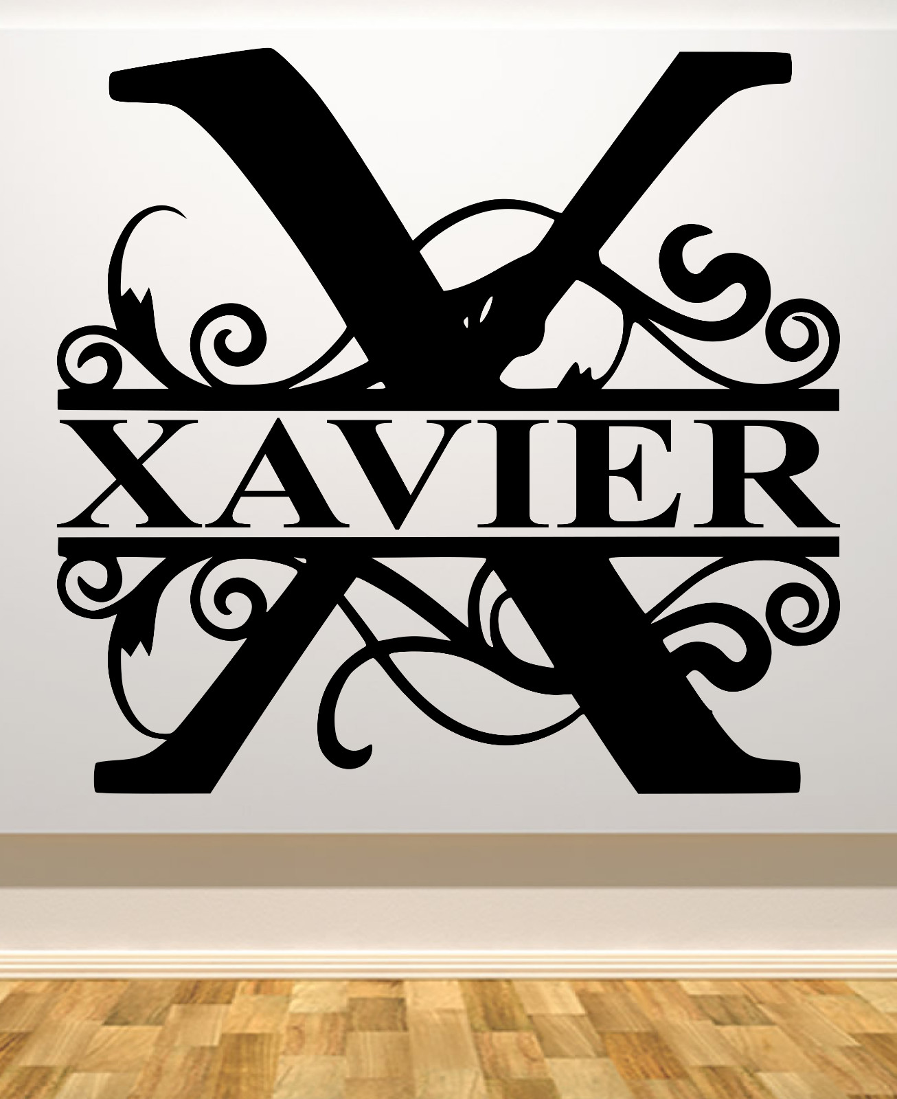 FANCY LETTER «X» PERSONALIZED w/ NAME CAR WALL VINYL DIE CUT DECAL 9″ – 22″ TALL