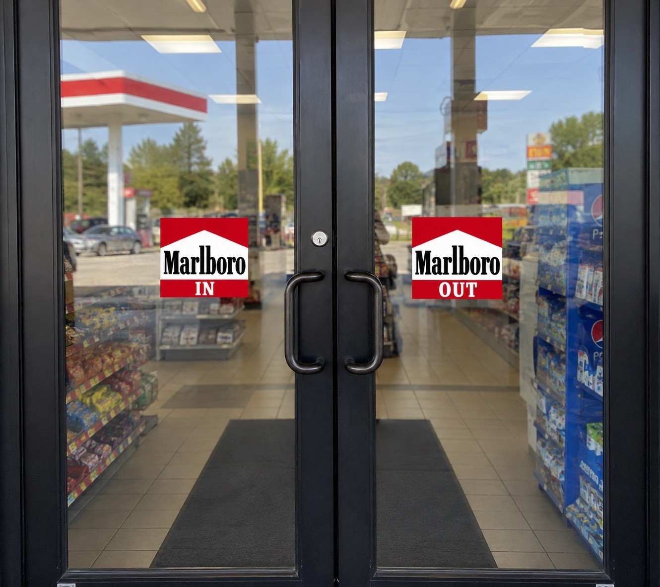 In And Out Door Retro Gas Station Sticker decal Vinyl toolbox window