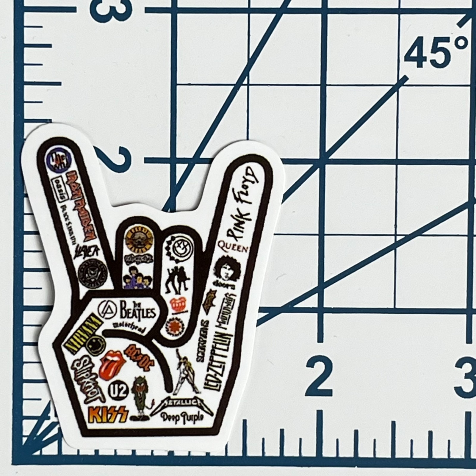 Rock On Hand Sign Sticker Band Collage Decal Classic Rock Metal Music Fan
