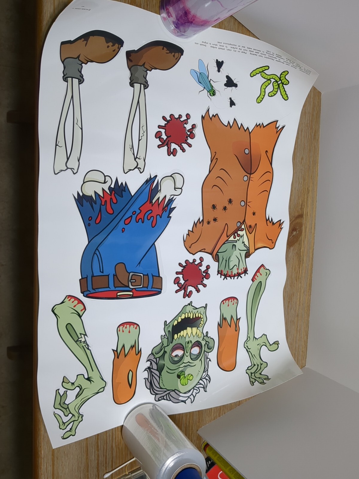 HALLOWEEN ZOMBIE Moveable Decorations DECALS Sticker Hallmark Stickers Pre-owned