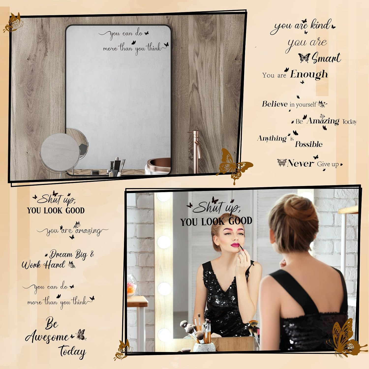 12 Pcs Inspirational Decals for Mirror Affirmation Stickers for Women
