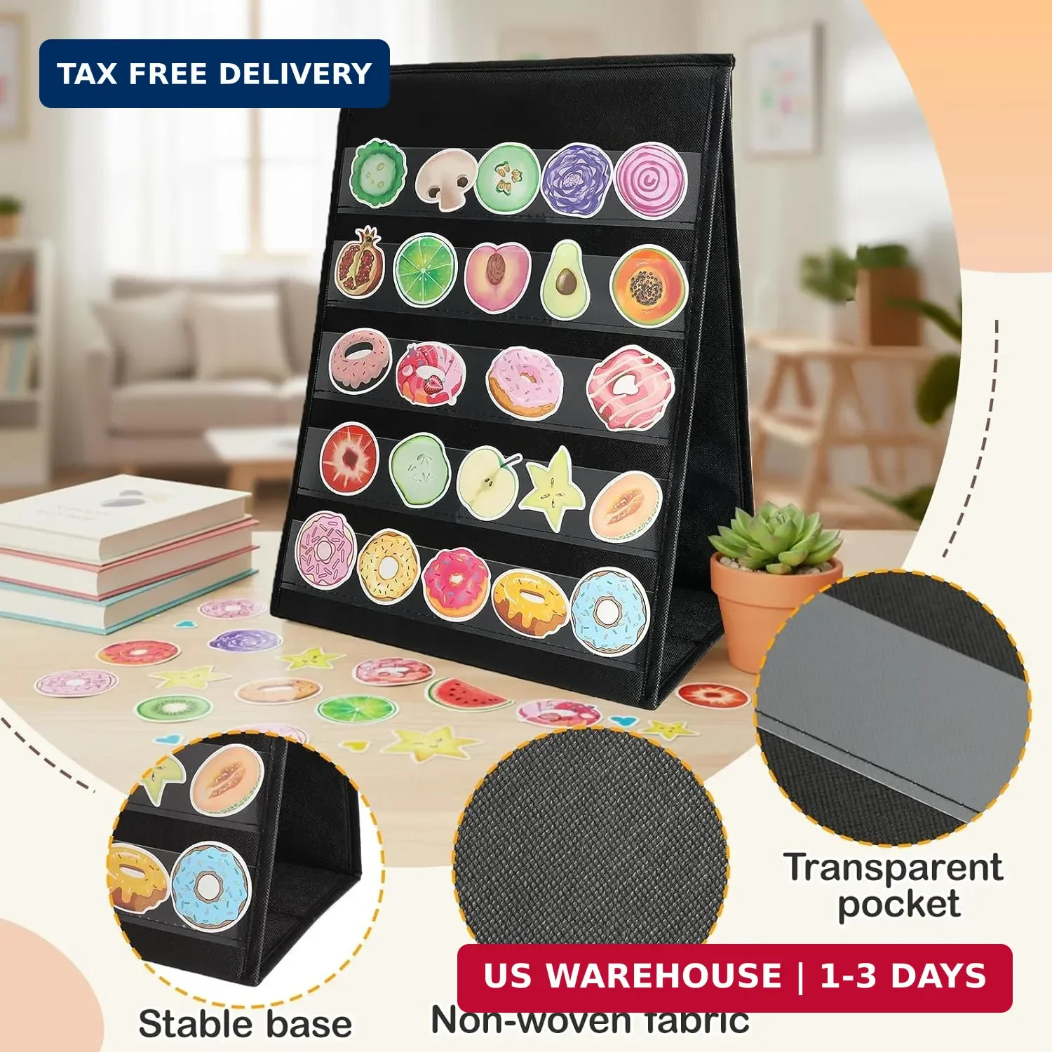 5 Tier Sticker Display Stand, 2-Sided Portable Sticker Display for Vendor Events