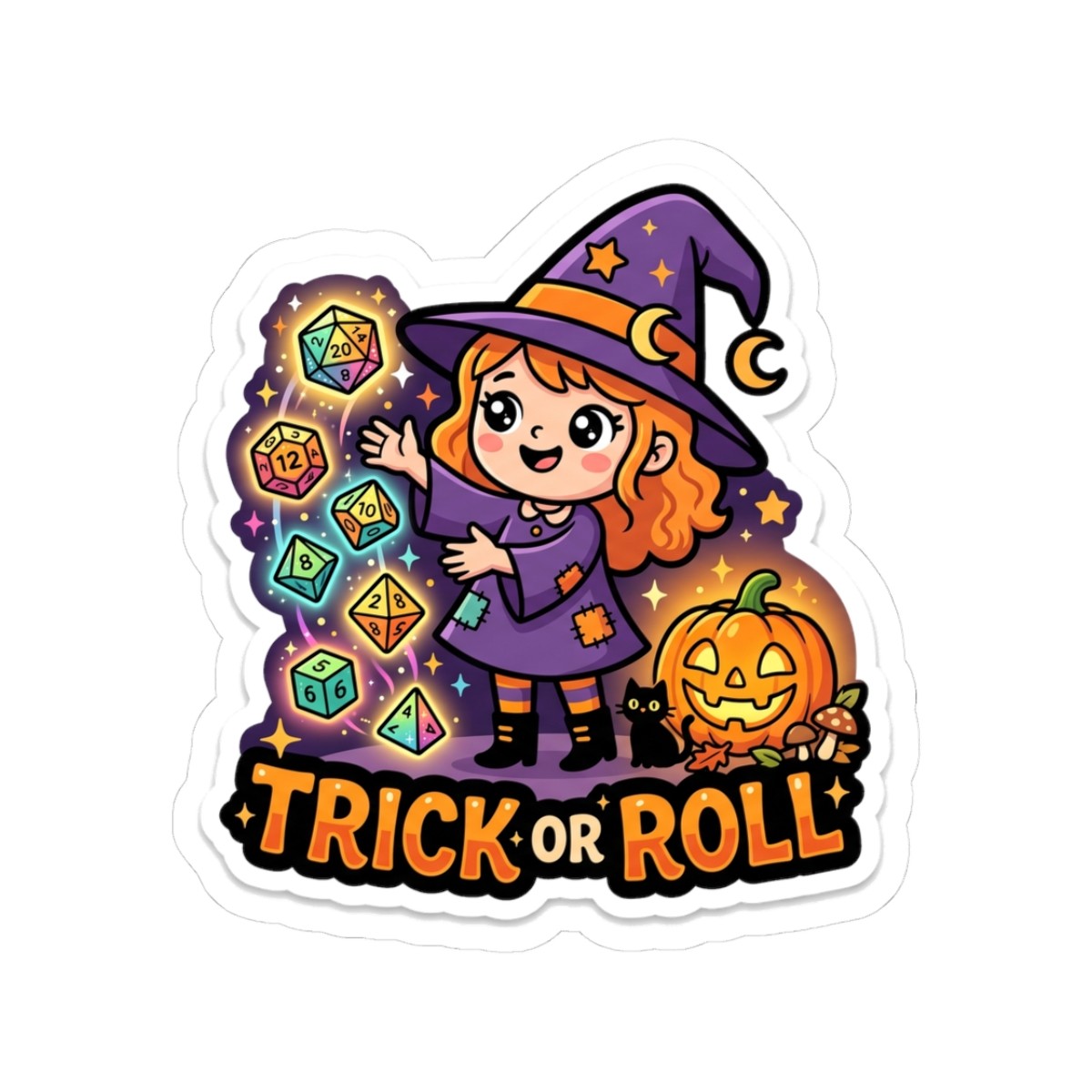 Trick or Roll Halloween Witch Tabletop RPG D20 Dice Sticker