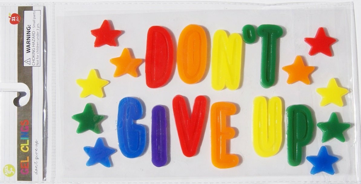 NEW Gel Window Cling Decor DON’T GIVE UP stars 21 pc Inspirational Motivational!