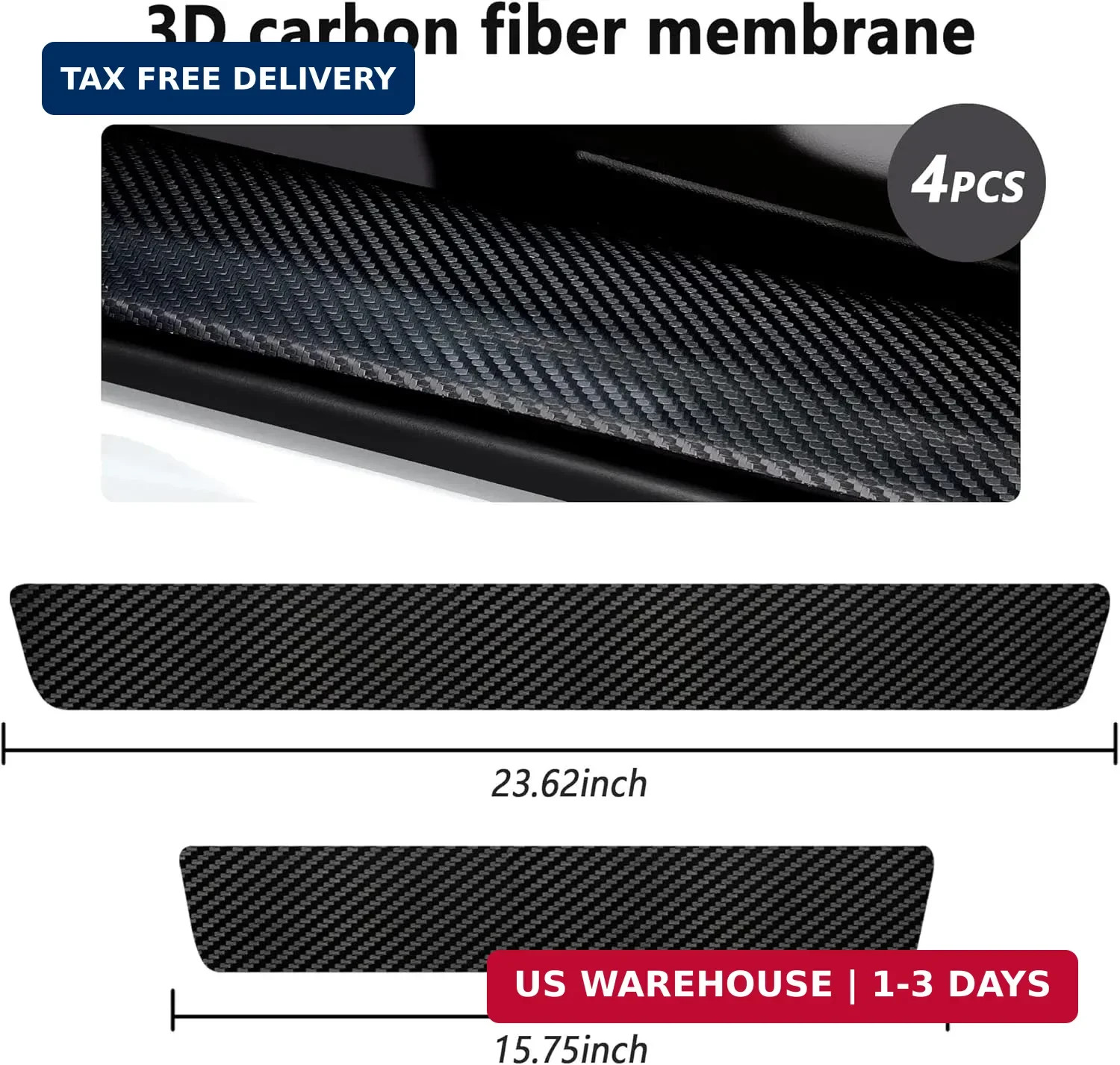 4Pcs Car Door Sill Protector,Sport Carbon Fiber Threshold Anti-Scratch Sticker D