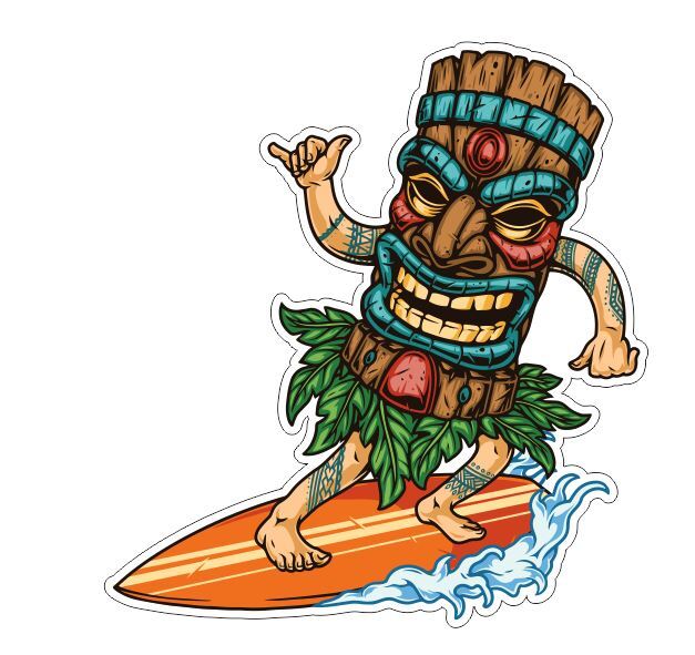 Tiki Surfer Tropic Tropical Beach Surf Sticker Stickers A100