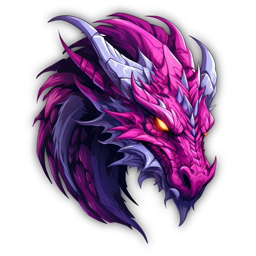 Dragon Head Abstract Color Art Cut To Shape Vinyl Sticker