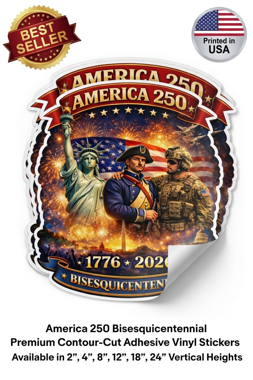 America 250 Adhesive Sticker | 1776–2026 Patriotic Decal | America’s 250 Years
