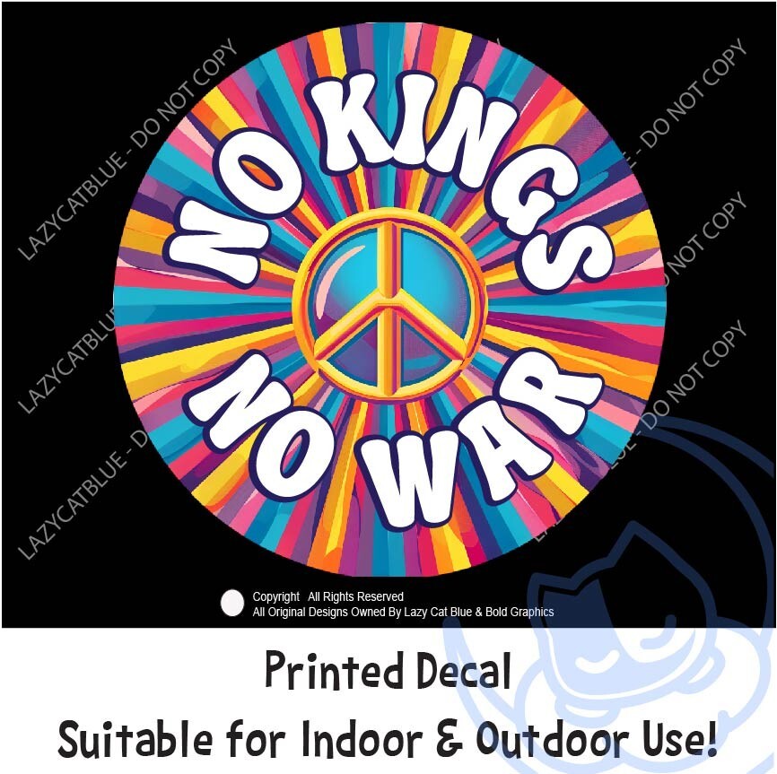 No Kings No War Peace Decal Sticker Retro Anti MAGA Trump 47 America USA Protest