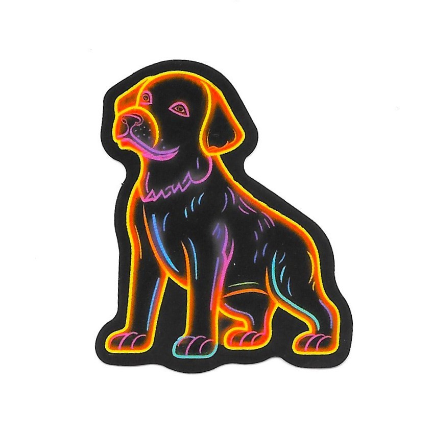 Neon Dog Vinyl Sticker Puppy Lab Pet Animal Retro Glow Decal Laptop Gamer Art