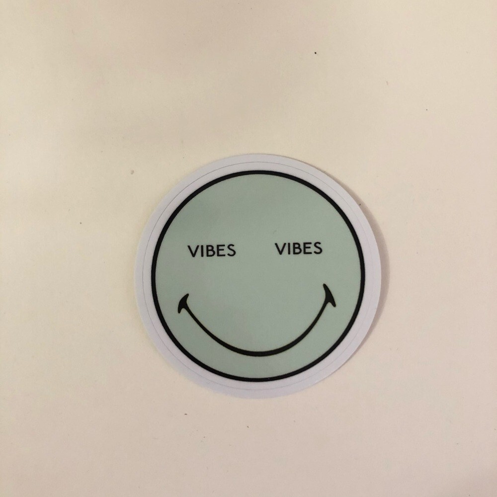 New Vibes Smiley Face UV Vinyl Sticker 2.5″