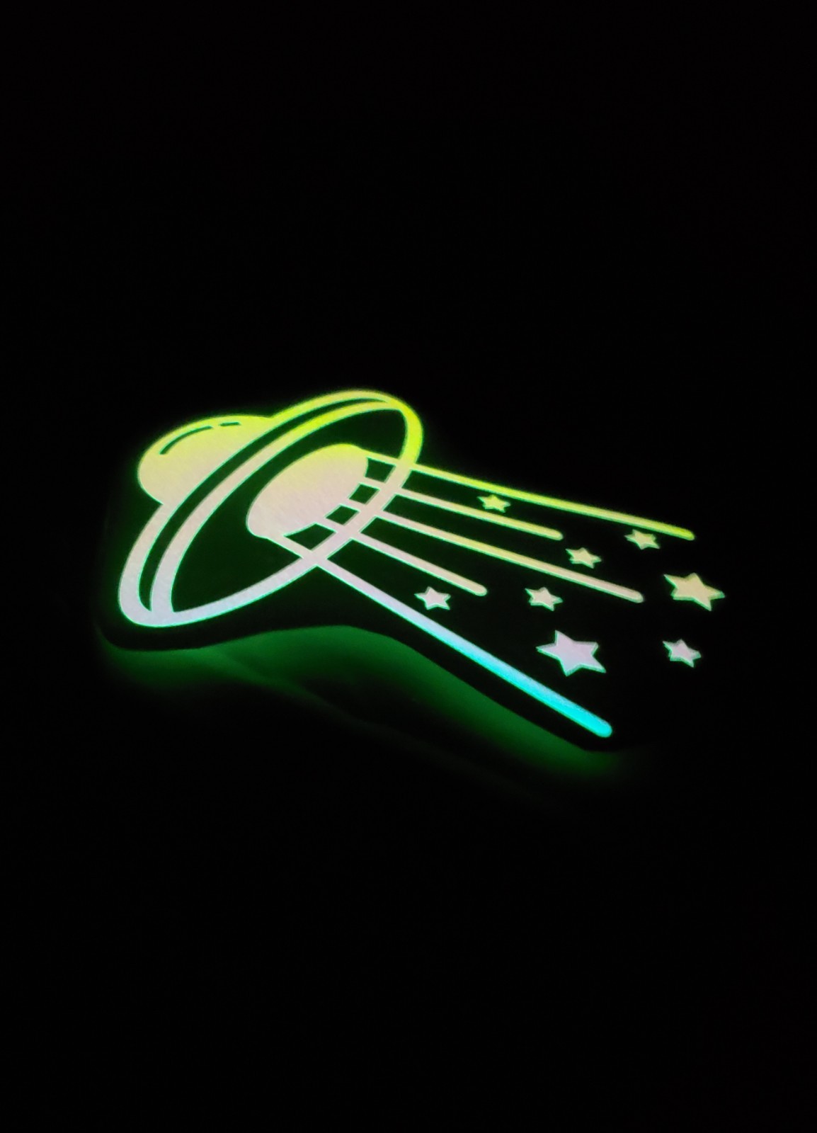 Glow In The Dark Vinyl Decals Alien UFO Lift Off Medium Size Lit Studios New