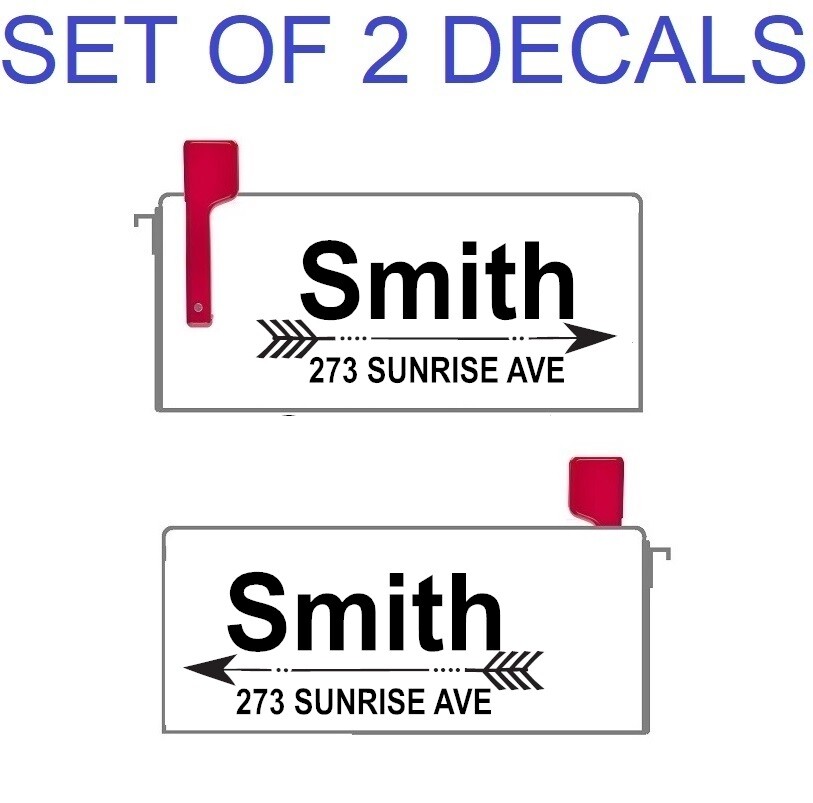 SET OF 2 CUSTOM PERSONALIZED VINYL MAILBOX NUMBERS NAME DECAL, (Model 20)