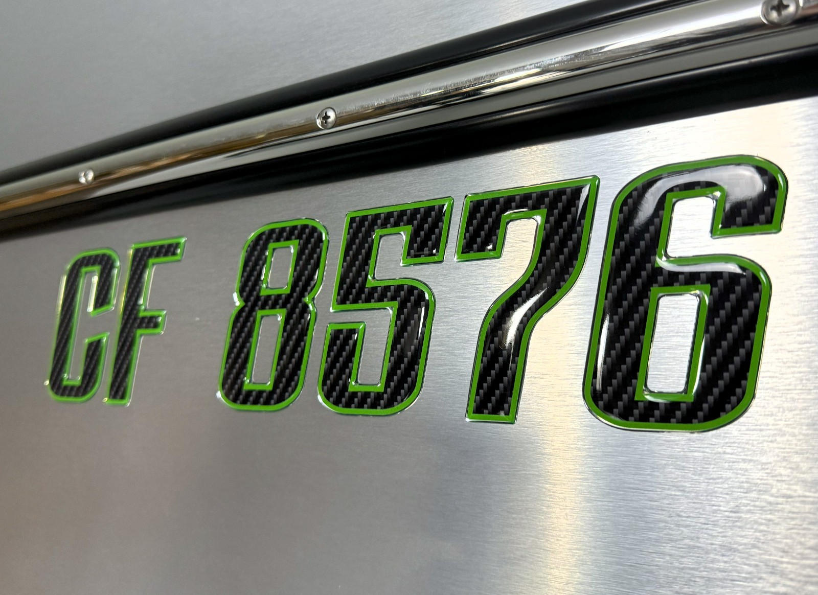 Carbon Fiber Green Boat & Jet Ski Registration Numbers 3D Raised Waterproof 3″