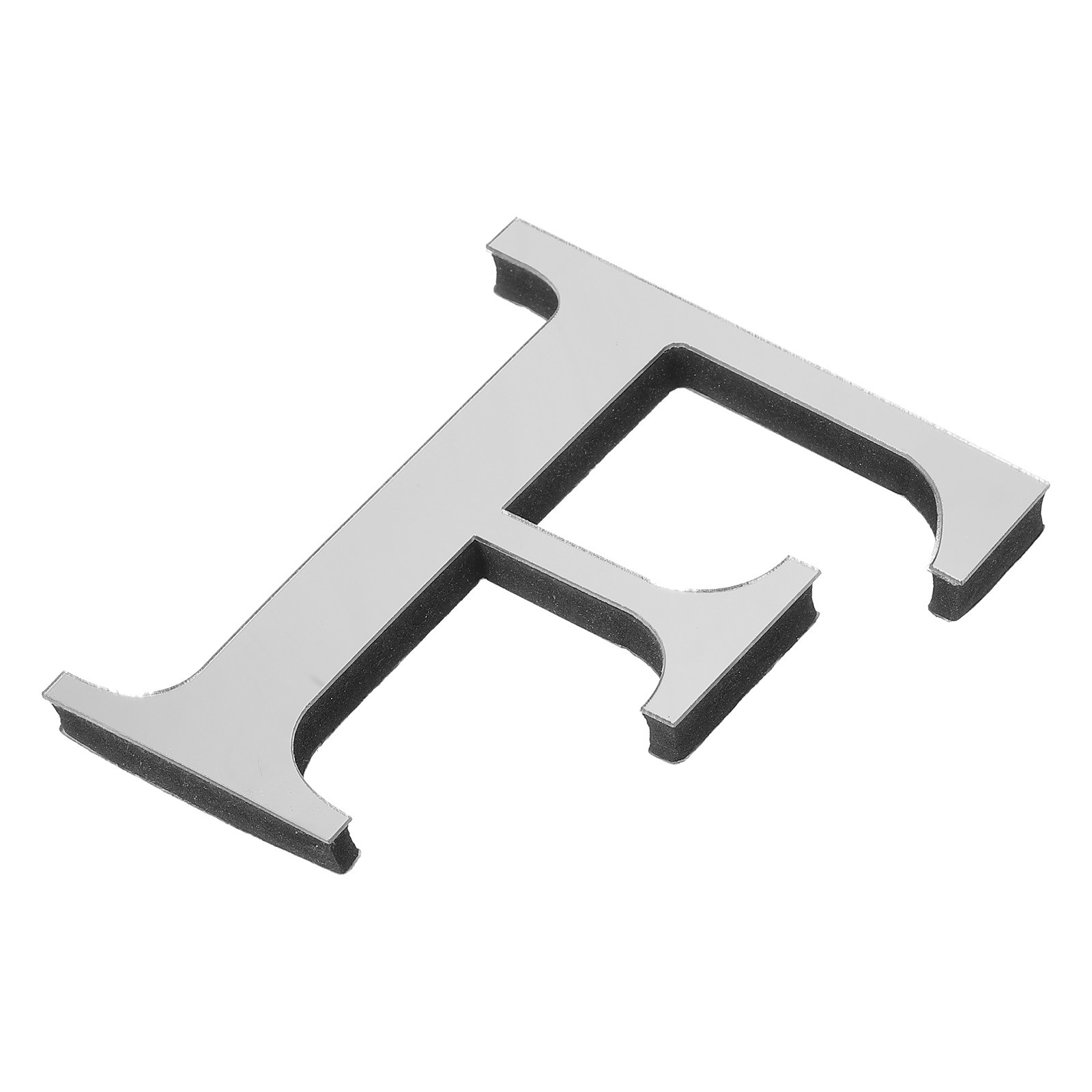 3D Acrylic Alphabet Mirror Wall Sticker Letter F Self-Adhesive Silver Tone