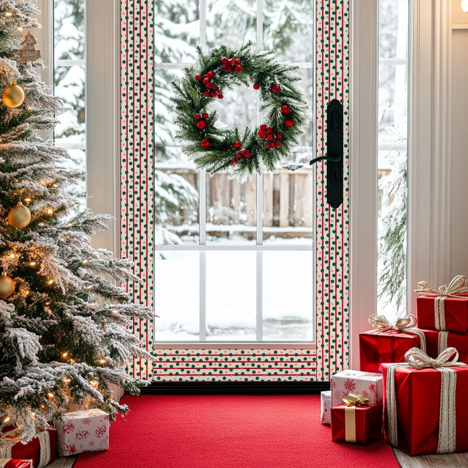 Christmas Wall Border Sticker PVC Waterproof Polka Dot 32.8ft Easy Install