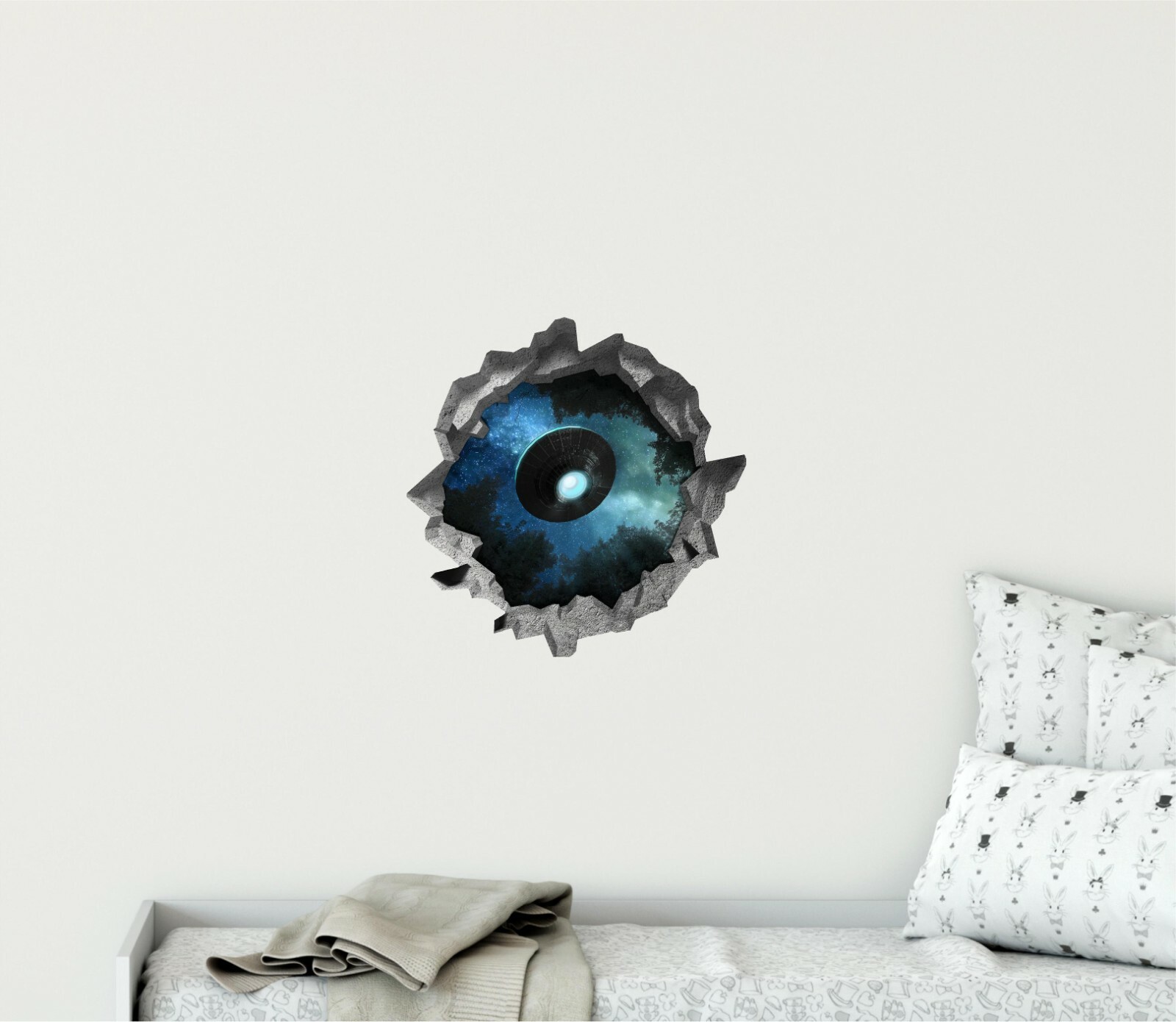 Hole in the Wall ALIEN UFO #3 3D Wall Decal Space Vinyl Wall Sticker Removable