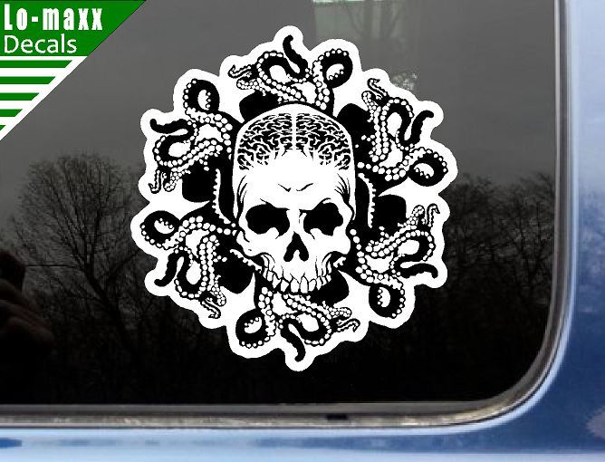 Octo-Skull Octopus Art Unique Original Custom Design Printed Vinyl Sticker