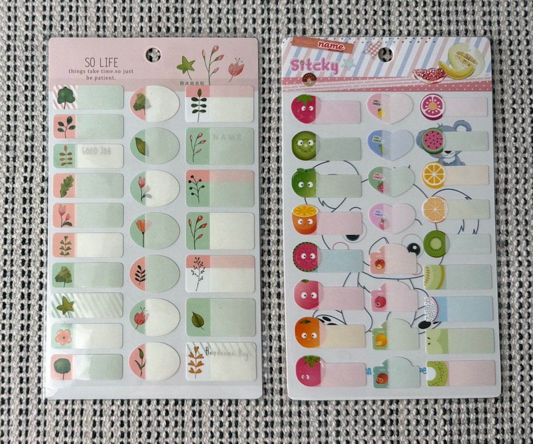 NEW 2Pk 49Pcs Flower Fruits Blank Name Tag Label Tab Stickers Book Bottle Etc
