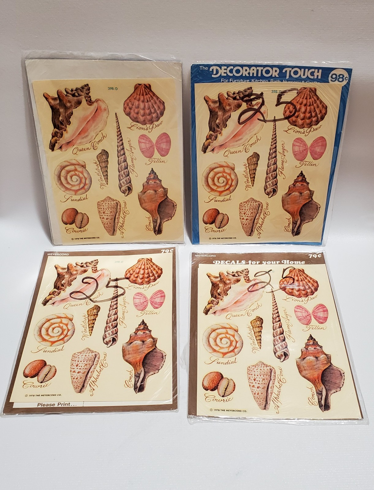 Vintage Lot Art Decals, Fruit & Floral, Children’s, Shells, Snowflakes, Cactus