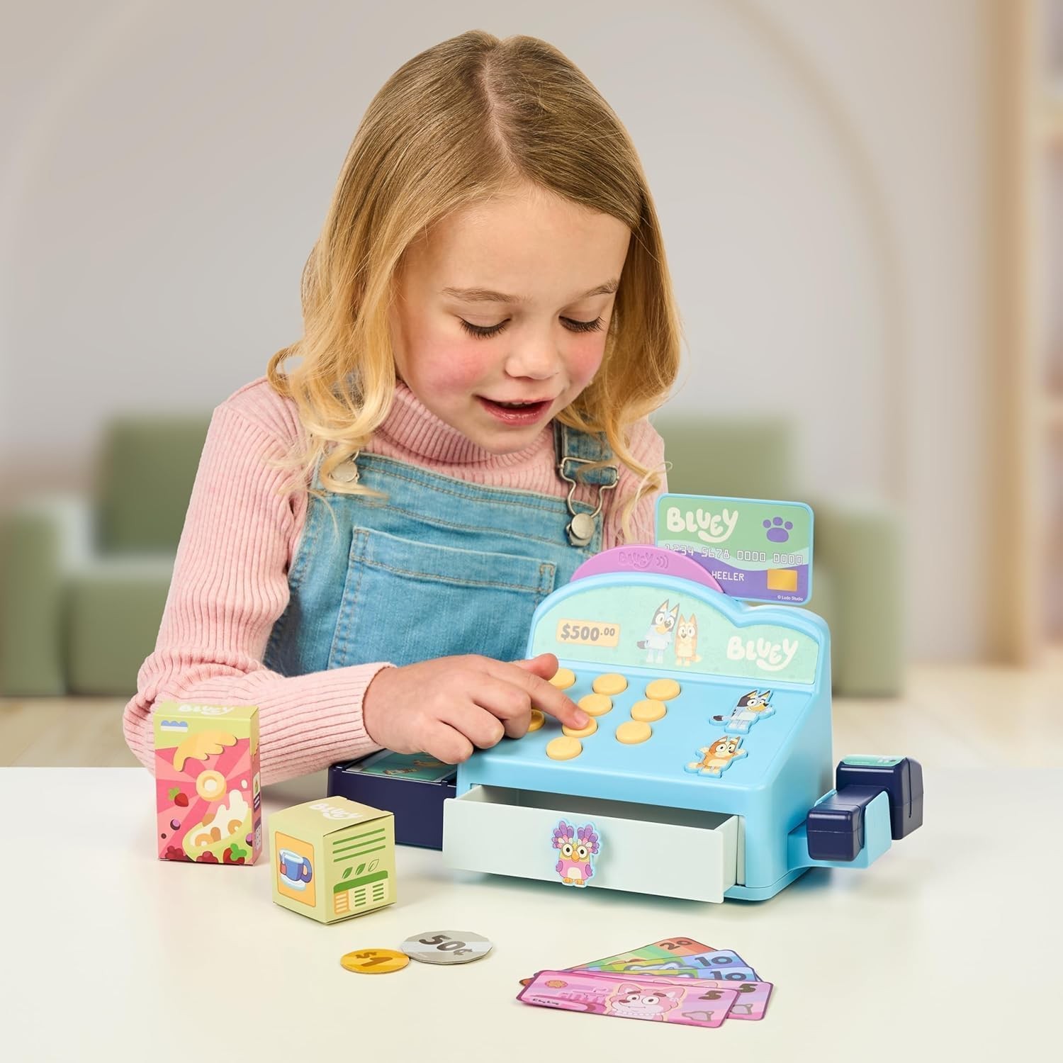Bluey Cash Register Playset, Interactive Play child-size, Multicolor