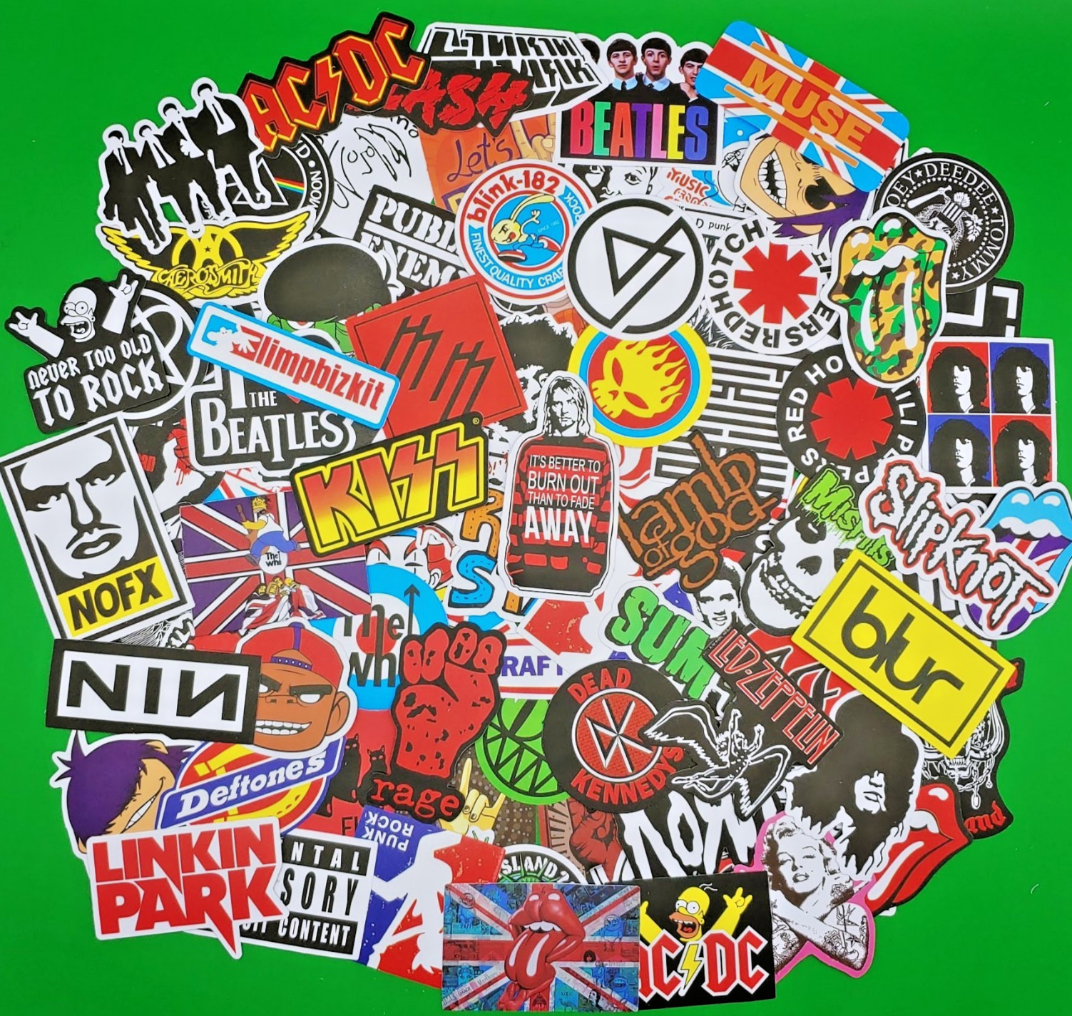 100 Pcs Classic Rock Band Sticker Pack Vinyl Decal Heavy Metal Grunge Aesthetic