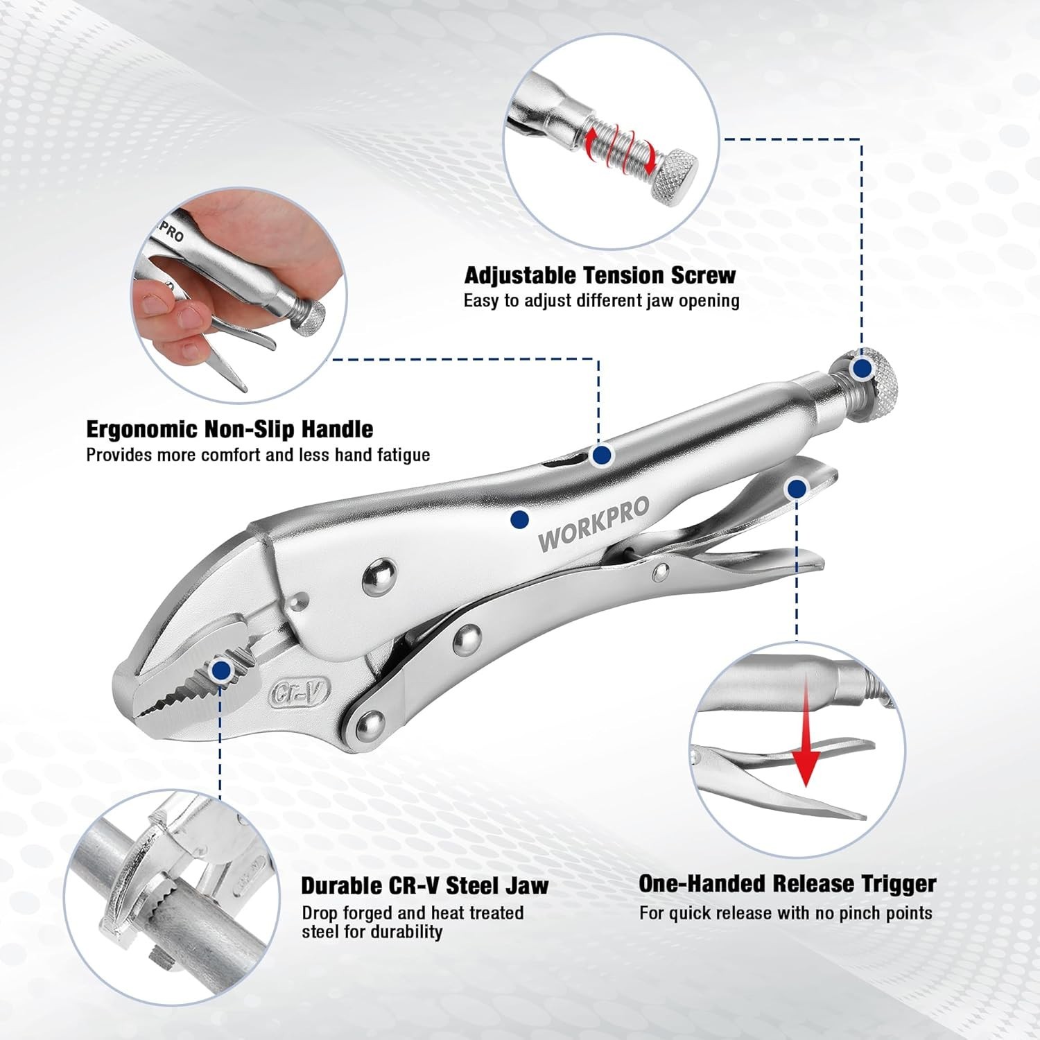 5-Piece Locking Pliers Set, Pliers Tool Set, Vice Grips with Chrome-vanadium St