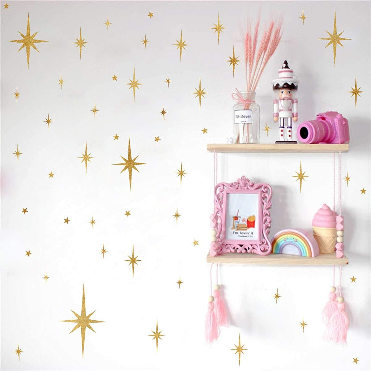 Star Wall Stickers Girls Room Wall Decals (116Pcs) Sparkle Wall Sticker Stick an