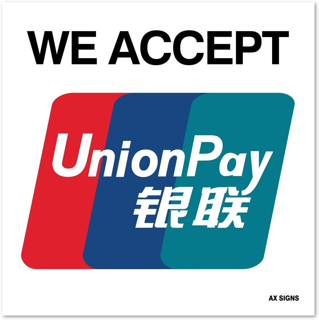 (4 Pack) We Accept Union Pay, 3.5″ x 3.5″ Inch Credit Card Sticker