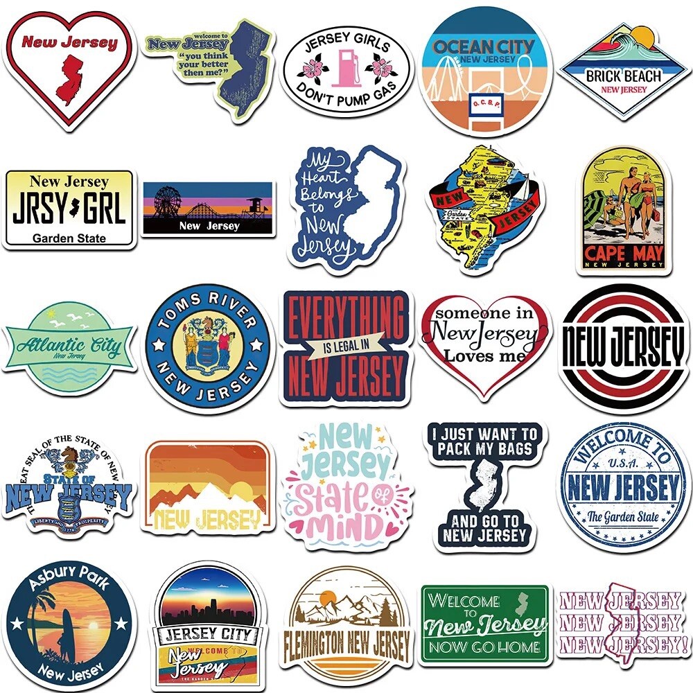 50 New Jersey Stickers NJ Garden State Decal Laptop Hydro Yeti Car Free Shipping