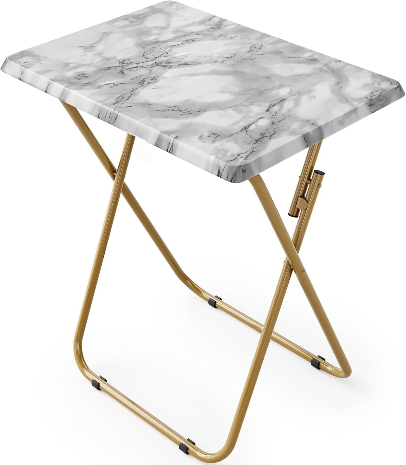 Folding TV Tray Table Square Marbling No Assembly Space Saving Snack End Table