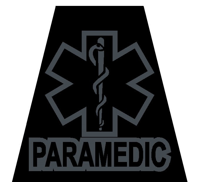 Reflective subdued Black EMT PARAMEDIC AEMT Tetrahedron Helmet Decal You Pick
