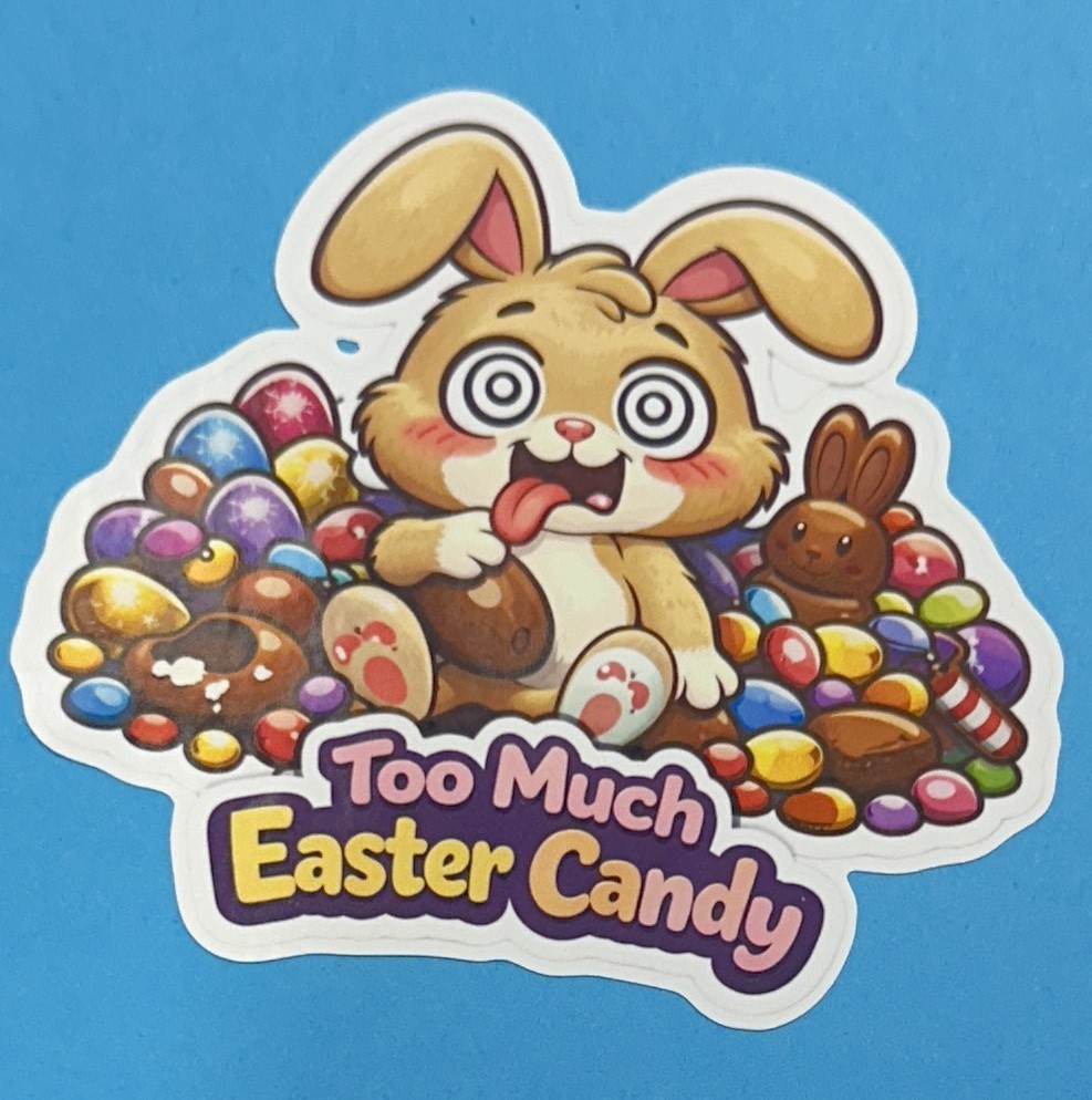 9pc Easter Sticker Pack Funny Bunny Egg Hunt Vinyl Stickers Kids Basket Fillers