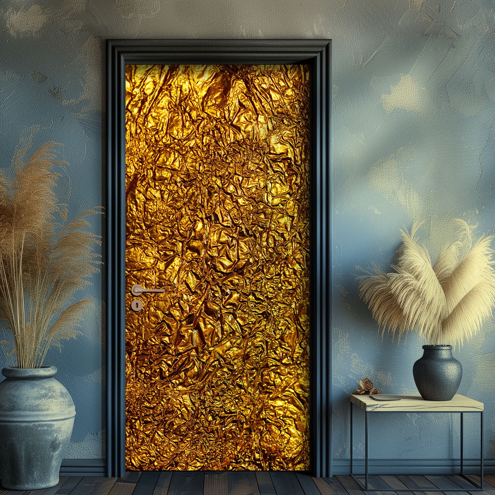 Gold Door Sticker, Golden Pattern, Laminated Cover Wrap, Peel’n’Stick. 1 Piece