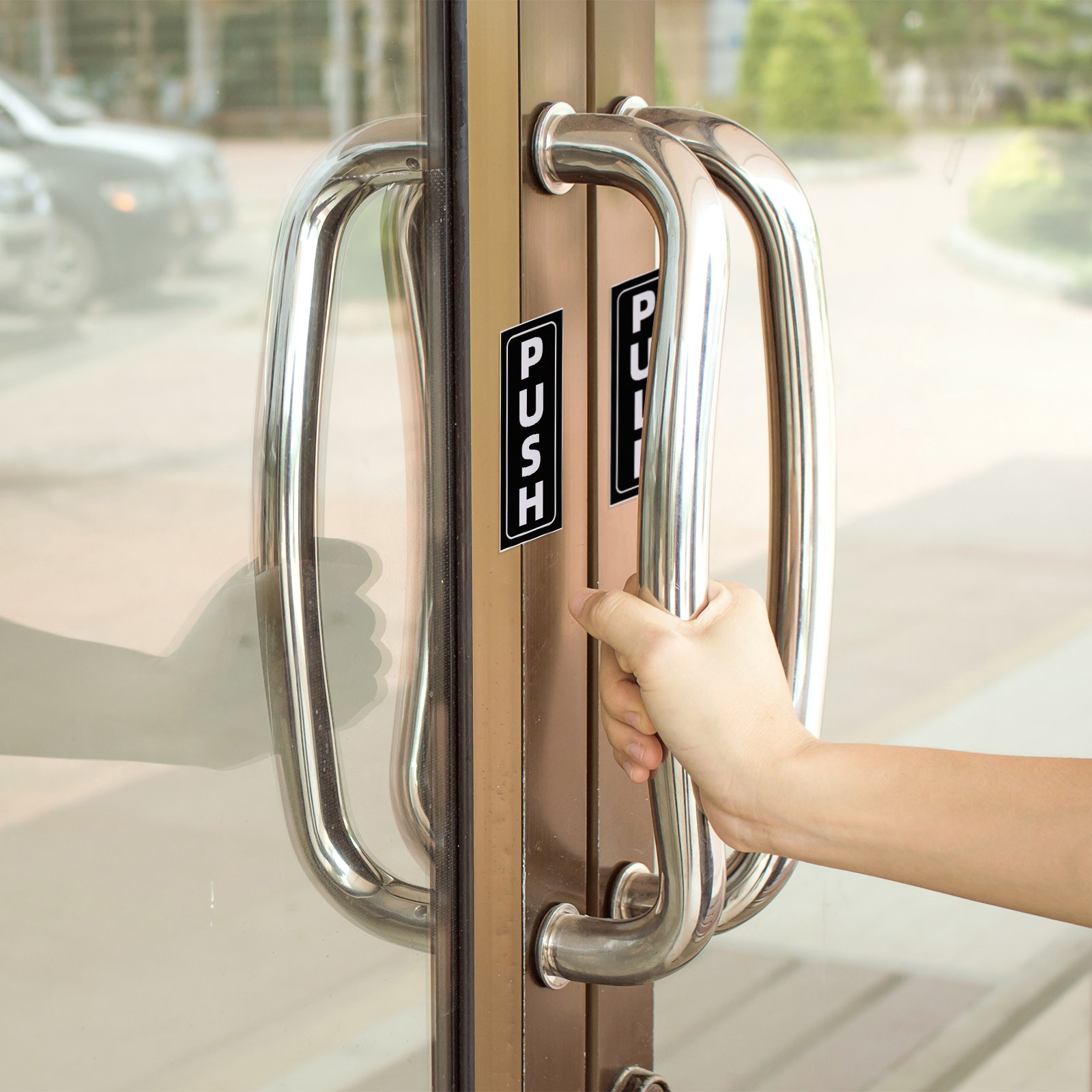 1Set Push Pull Door Sign 2″x5″ Adhesive Vertical Pull Push Sticker White