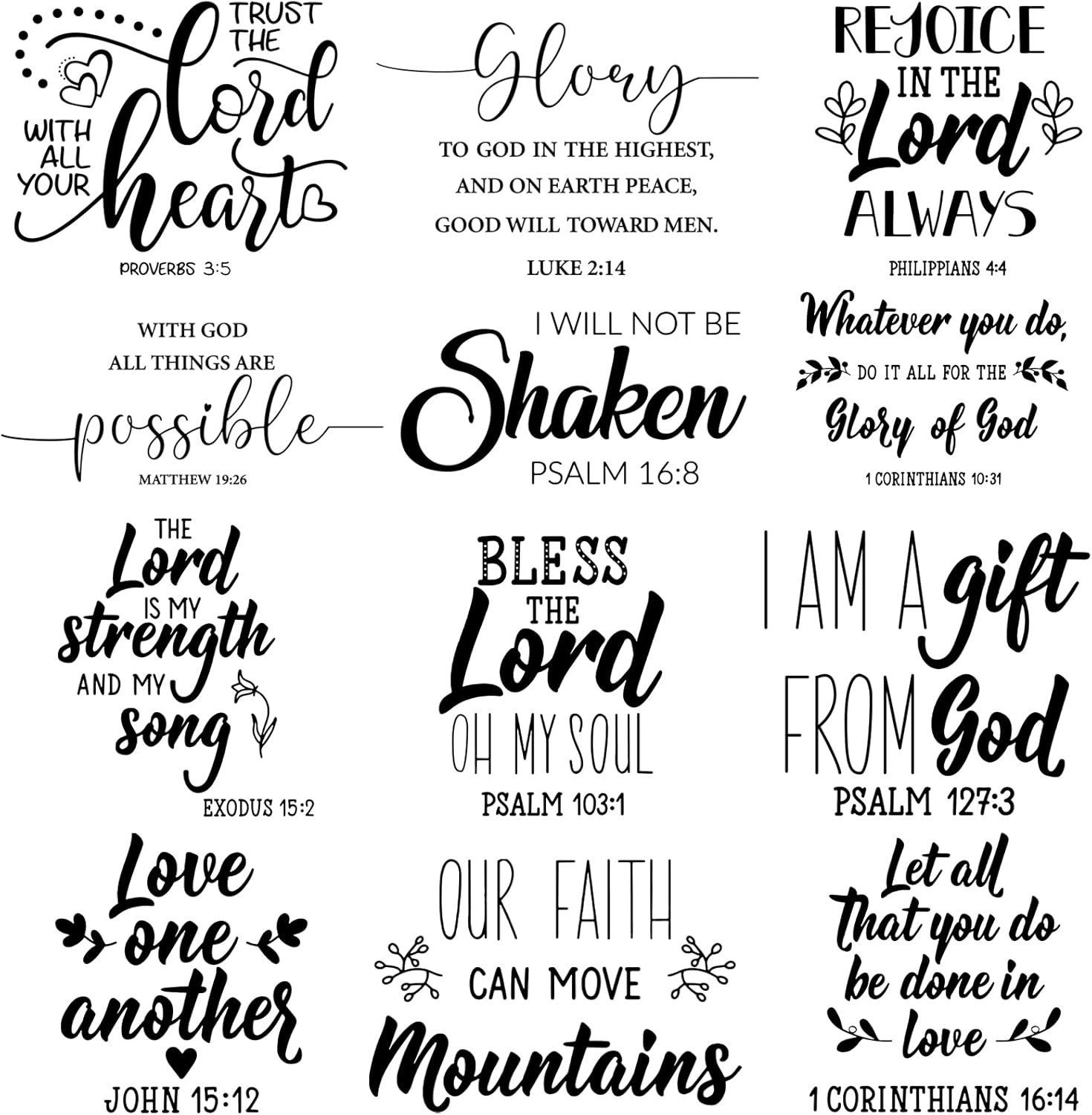 12 Pcs Bible Verse Wall Decals Stickers Scripture Art Decor