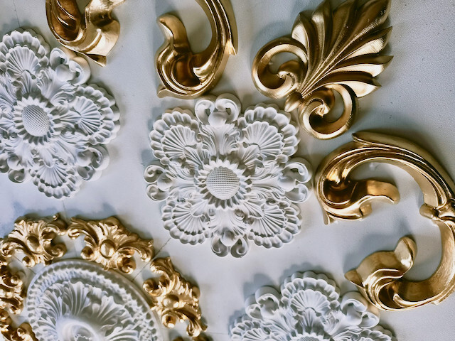 X14 Ceiling Mirror Rose Alabaster Gypsum Stucco Handmade – 60 X 60 Cm