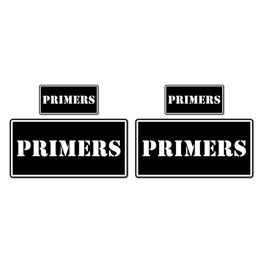 Primers B&W Ammo Box Set, Vinyl Decal Sticker, 2@ 1″x2″ & 2@ 2″x4″, #8456