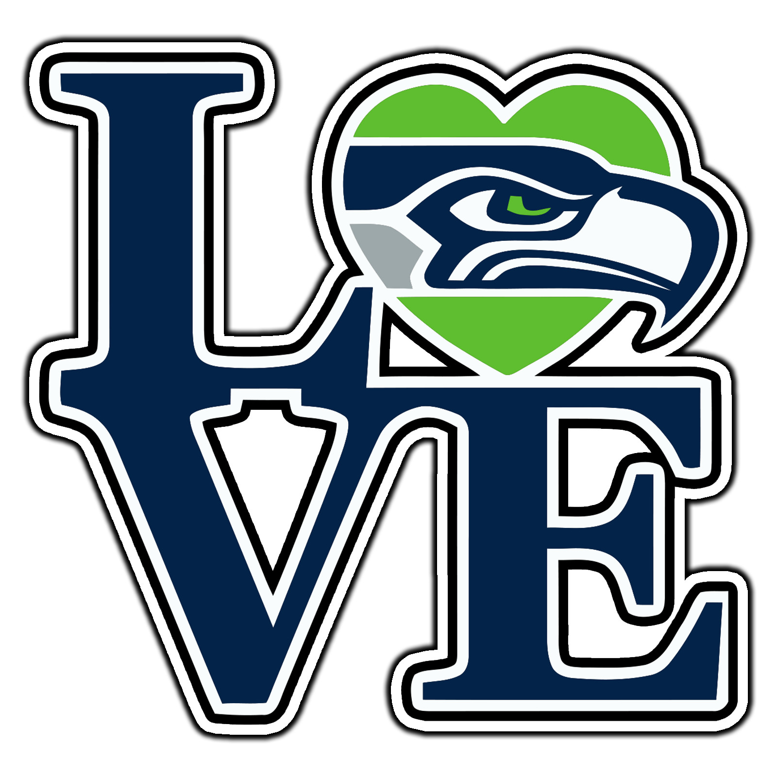 Seattle Seahawks Love Logo #10 Football Sticker Waterproof Vinyl Decal Die-Cut