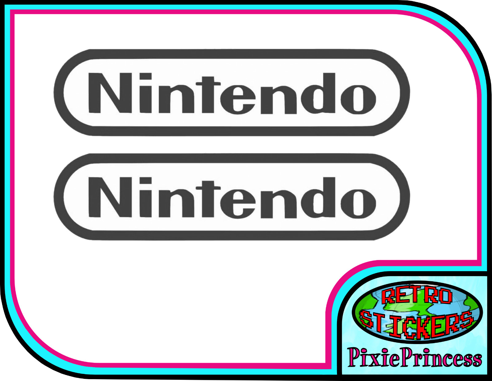 2x Super Nintendo Logo Vinyl Sticker, Laptop, Vehicle, Car, Van, Skate, Game
