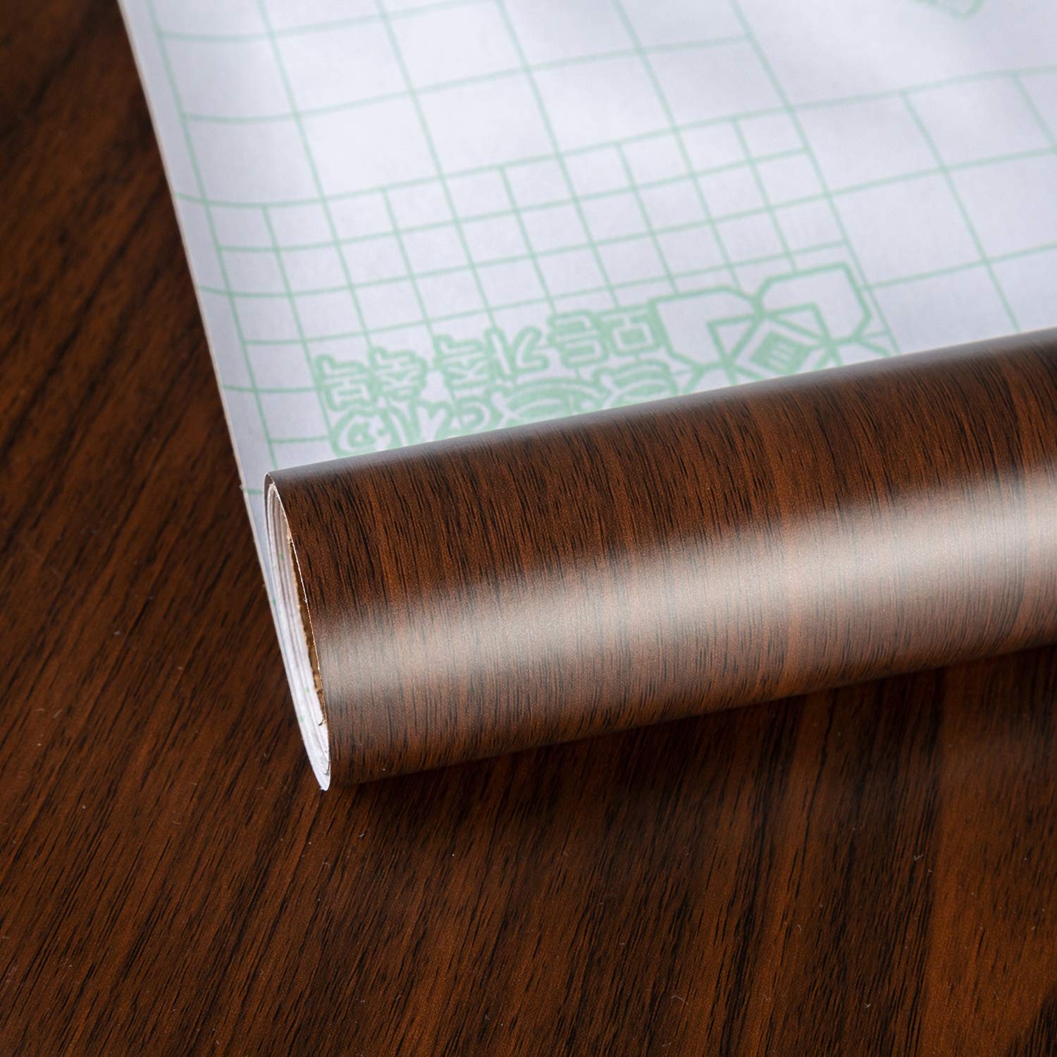 48x354inch Extra Wide Dark Brown Wood Grain Wallpaper Peel and Stick Thick Ma…